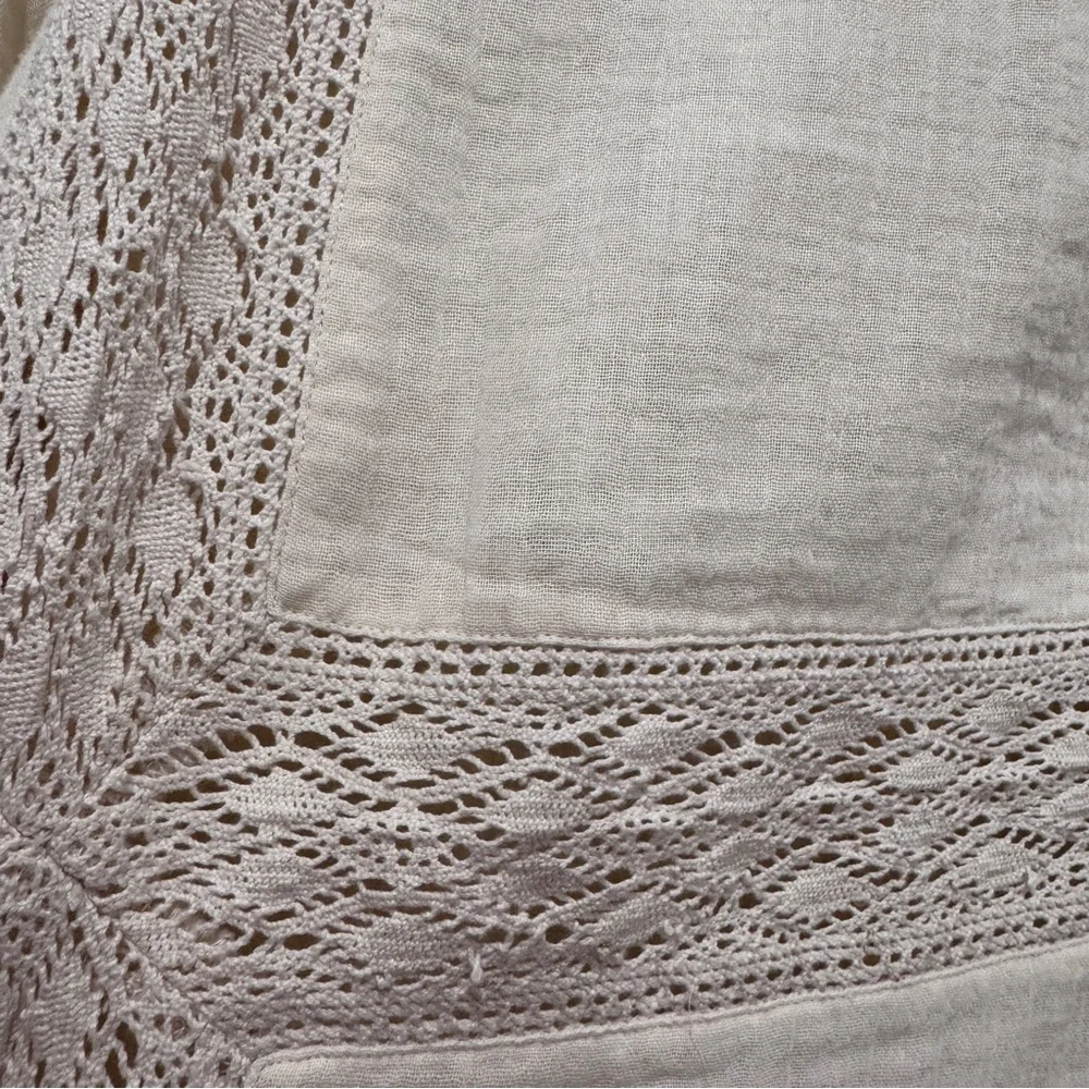 Indi & Cold Cotton Gauze Long Sleeve Top Boho Cottage Prairie Peasant Cream XL